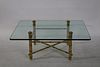 Midcentury Bamboo Form Glass Top Coffee Table.