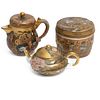 Satsuma Meiji Japanese Teapot and Covered Bowl Set.