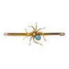 An early 20th century 9ct gold gem-set spider bar brooch. The oval turquoise cabochon and seed pearl