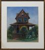 Gladys Rockmore Davis (1901-1967, New York/Canada),"House and Garden," 20th c., pastel on paper, initialed lower left, presented in a polychromed fram