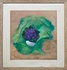 Gladys Rockmore Davis (1901-1967, New York/Canada), "Violets," 20th c., pastel on paper, signed lower right, presented in a wood frame, H.- 18 in., W.