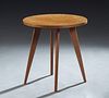 French Mid-Century Modern Low Lamp Table, 20th c., the circular top on splayed, tapered square legs, matching the two previous lots, H.- 20 in., Dia.-