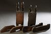 Two African Carved Figural Wood Granary Locks, 20th c., Larger H.- 18 1/4 in., W.- 17 in., D. 2 1/2 in.