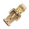 A late Victorian 18ct gold buckle ring. Designed as an engraved buckle. Hallmarks for Birmingham, 18