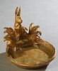 Charles Paillet (1871-1937, French), "Seated Rabbit Pen Tray," early 20th c., gilt bronze, signed on the proper right top of the tray, verso stamped "