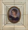 In the Manner of William Charles Ross (1794-1860, British), "Miniature of a Child with a Lace Collar," 19th c., presented in a segmented ivory frame, 
