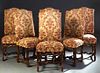 Set of Six French Provincial Louis XV Style Dining Chairs, early 20th c., arched canted upholstered back over a trapezoid cushion upholstered seat, on