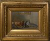 Joos Vincent de Vos (1829-1875, Belgian), "Le Chien et Le Chat," 19th c., oil on board, signed lower right, presented in a gilt and gesso frame, H.- 7