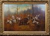 Gerrit Jan Schouten (1815-1878, Belgian), "Boar Hunt," late 19th c., oil on canvas, signed lower left, presented in a gilt frame, H.- 38 3/4 in., W.- 