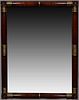 American Empire Gilt Rosewood Overmantel Mirror, 19th c., the frame with circular carved corner blocks around gilt ring turned tapered sides, H.- 36 i