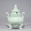 Chinese Celadon Glazed Porcelain Incense Burner