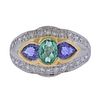 Platinum Gold Emerald Sapphire Diamond Ring