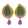 Leo de Vroomen Gold Emerald Ruby Diamond Earrings