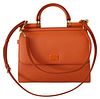 Orange Leather Purse Borse Satchel Shoulder SICILY Bag