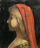 Portrait in Profile of a Young Woman in a Red Hood