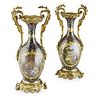 A PAIR OF 19TH CENTURY FRENCH PORCELAIN AND BRONZE