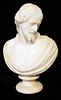 A 19TH CENTURY WHITE MARBLE BUST OF CHRIST