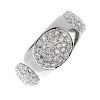 (117589) Two diamond dress rings. The first designed as a pave-set diamond panel to the rectangular