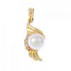 (174110) A cultured pearl and diamond pendant. Estimated total diamond weight 0.09ct. Length 2.5cms.