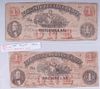 Two (2) Confederate $1 Virginia Treasury Notes