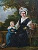 Boston Garden Portrait Of Lady & Boy Oil Painting