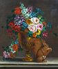 Still Life Flowers & Squirrel Oil Painting