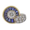 Retro 18k Gold Diamond Sapphire Ring