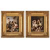 PAIR OF KPM PORCELAIN PLAQUES PAINTED AFTER MURILLO