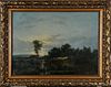 ROMANTIC LANDSCAPE WITH FISHERMAN OIL PAINTING