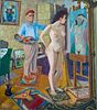 THE PAINTER'S WORKSHOP WITH A NUDE MODEL OIL PAINTING