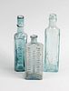 Two boxes containing a large collection of assorted glass bottles Principally antique condiment bott