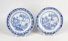 A pair of Chinese Export blue and white porcelain plates. Late 18th/early 19th century (Qianlong/Jia