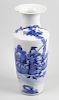 Two Chinese blue and white porcelain vases. 19th century or earlier. One of shouldered tapering form