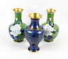 A group of cloisonne vases Comprising three pairs, largest 10.25, (26cm), plus a single vase and a N