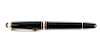 A Mont Blanc 75th Anniversary fountain pen The black laque de chine cap with engraved band '75 YEARS