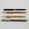 A selection of various pens, to include a Cartier brushed steel rollerball, a Dupont gold plated Laq
