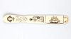 A scrimshaw decorated letter opener depicting the face of a lady in bonnet and frilled collage, a mu