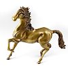 A modern bronze figure of a horse. Modelled in stylised rearing stance with flowing mane and tail, 1