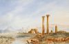 A group of paintings and prints. To include a watercolour, 'The Ruins of Sardis' after Louis Francoi