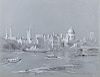 Hermione Hammond (mid 20th century) River Thames with St Paul's Cathedral in distance, Ink and body