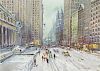 Michael Crawley (Modern) Winter 42nd St, New York Watercolour Signed to lower right hand corner 14.5