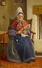 Scottish School, (late 19th century)Portrait of an old lady knitting Oil on canvas Monogrammed FJ or