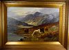 Charles W. Oswald (fl. 1890-1899) A pair of oils on canvas Landscapes with highland cattle Signed C.