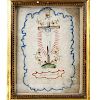 A late 18th century watercolour depicting Christ crucified. With pricked decoration and painted high