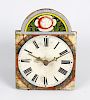 A small German wall timepiece The 5-inch break-arched painted Roman dial with floral arch, the wood-