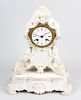 A French white marble clock and stand The 3.25-inch white Roman dial inscribed with Versailles retai