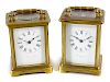 Two brass carriage clocks, each with corniche type case and single train time piece movement. One re