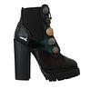 DOLCE & GABBANA BLACK GREEN LEATHER CHELSEA BOOTS