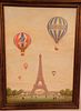 BALLOONS OVER PARIS OIL PAINTING