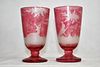 pair of nicely engraved pink goblet